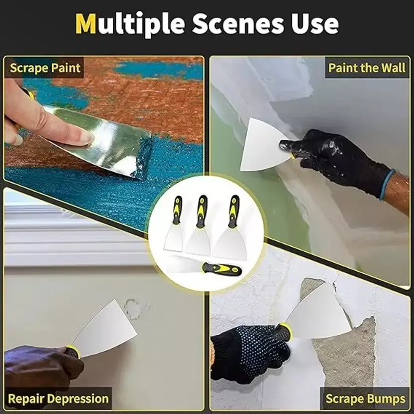 ARUDIP Flexible Putty Screaper Set 0.7 inch (1.77 cm) Metal Scrapers (Pack of 4)