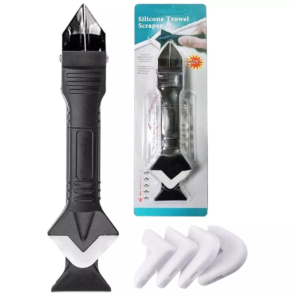 HBD SALES 3 in 1 Silicone Trowel Scraper 20 cm (8 inch) Length 90° Black