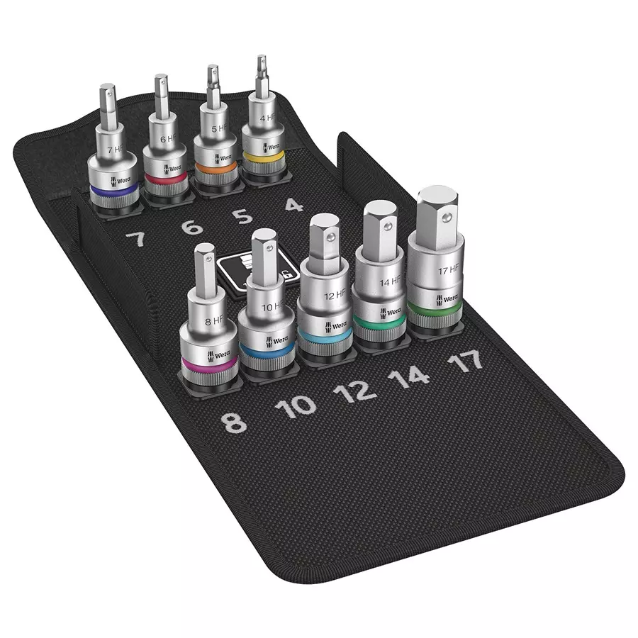 WERA BIT SOCKET SET W/ 1/2" DRIVE, 9PC, 05004201001