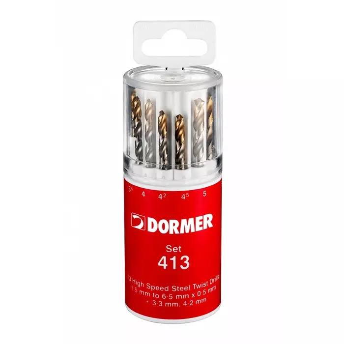 DORMER PRAMET Twist Drill Bit Set 13-Piece for Multi- material 6.5 mm max 1.5 Min HSS-TiN Bits, A094413