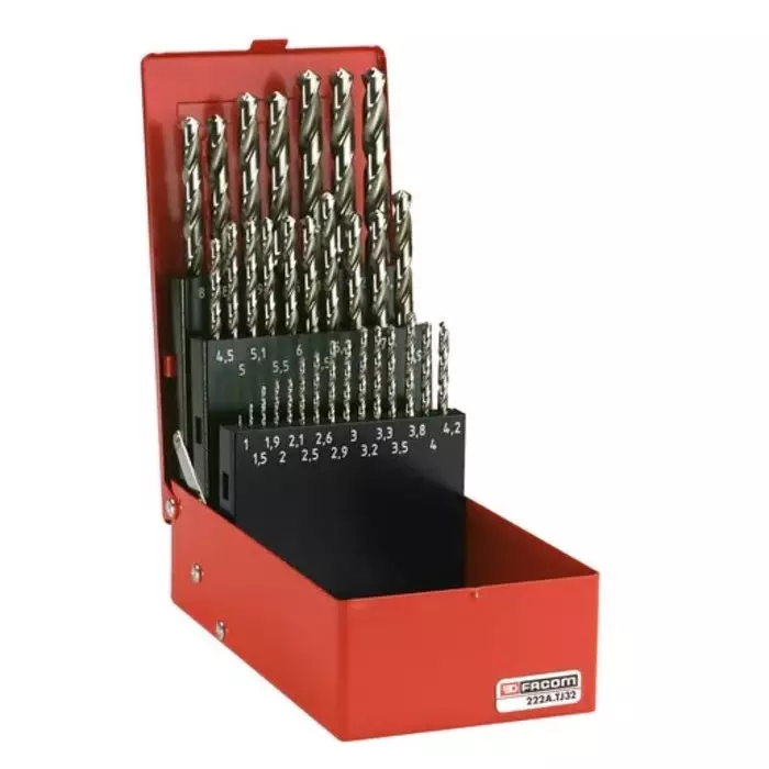 Facom 19-Piece Twist Drill Bit Set, 10mm Max, 1mm Min, 222A.TJ19
