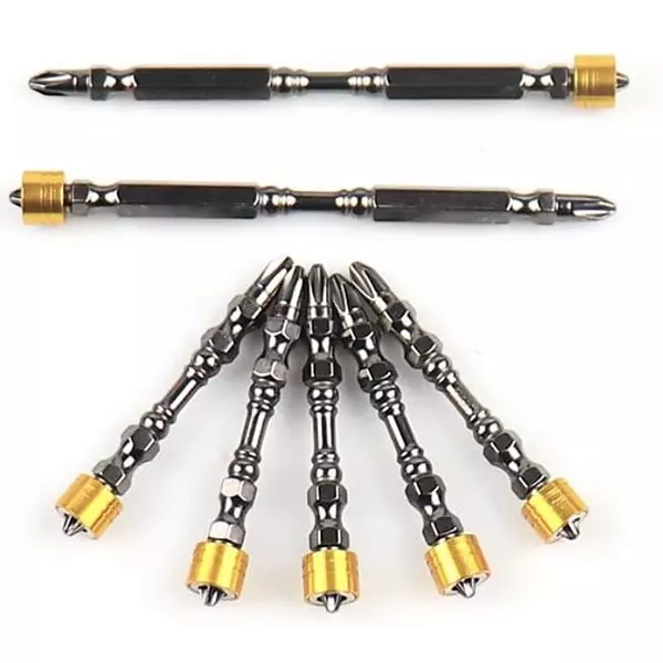 DY TOOLS Double Cross Head PH2 Screwdriver Bit Set Magnetic Collar 6.35 mm (1/4 Inch) Hex Shank (Pack of 10)