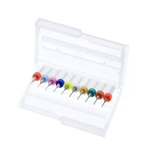 amiciTools PCB Drill Bits Set 10 Pcs 0.3-1.2 mm Carbide for CNC Machines, Circuit Board & DIY Projects