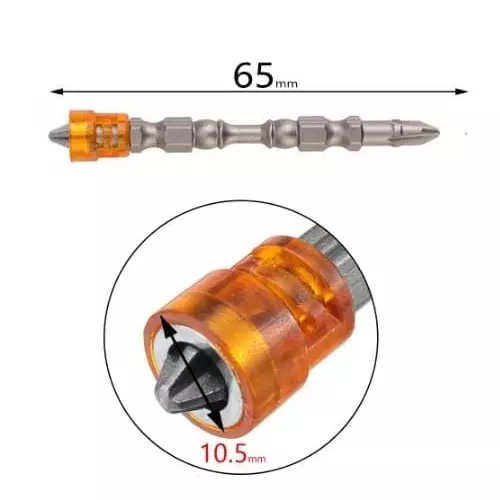 DY TOOLS Double Cross Head Long PH2 Screwdriver Bit Set Alloy Steel Magnetic Collar 6.35 mm (1/4 Inch) Hex Shank (Pack of 5)