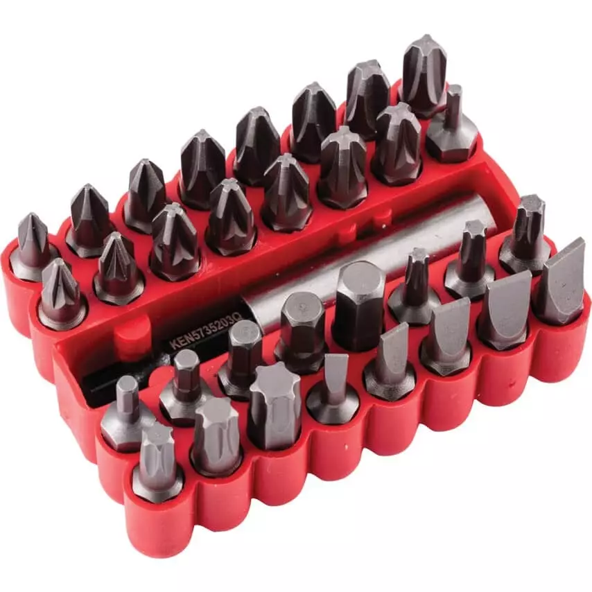 Kennedy Screwdriver Bit Set Slotted Chrome Molybdenum Steel Hex Shank Shape (Pack of 33)