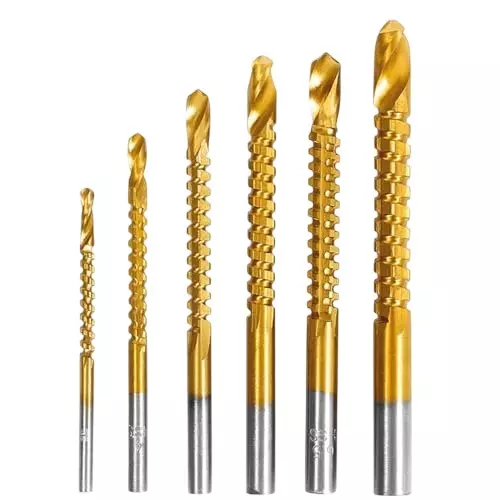 GENERIC Twist Drill Bits Set High Speed Steel (HSS) Titanium Coated Finish 3, 4, 5, 6, 6.5 & 8 mm (Set of 6 Pcs)