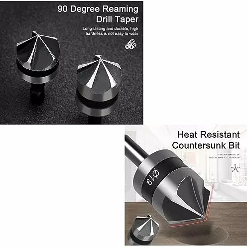 Malfah Enterprises Chamfer Countersink Drill Bit 12, 16, 19 mm 90° Cutting Angle HSS (Pack of 3)