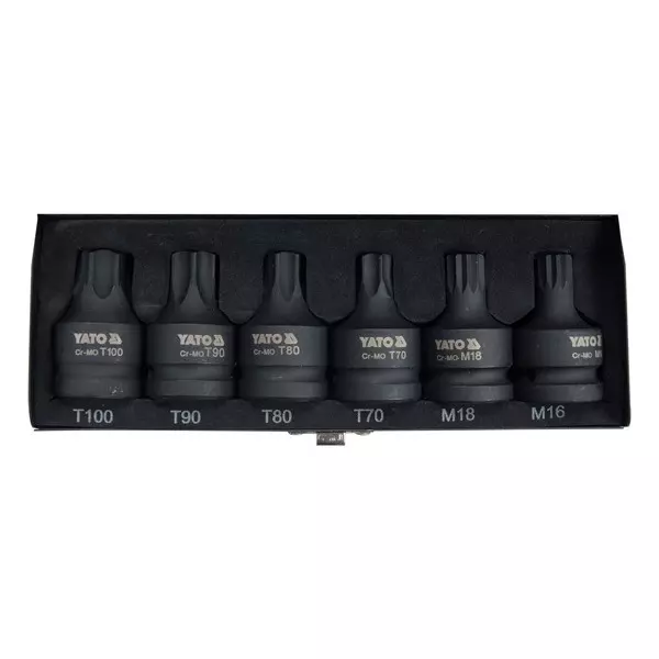 Yato 6 Pcs Torx/Spline Bit Set 3/4 inch (19.0 mm) Drive Size, CrMo Body in Phosphated Finish, YT-10653