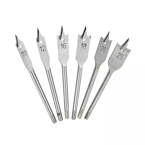 Veltrix 6 Pcs Flat Spade Drill Bit Set Hex Shank Wood Boring Bits for Fast Drilling in Wood, Plastic and PVC