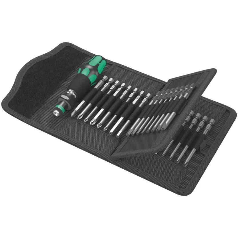 Wera KK 62 Screwdriver Bit Set with Rapidaptor Quick-Release Chuck and Hex Plus Shank, 5059297001 (Set of 33)