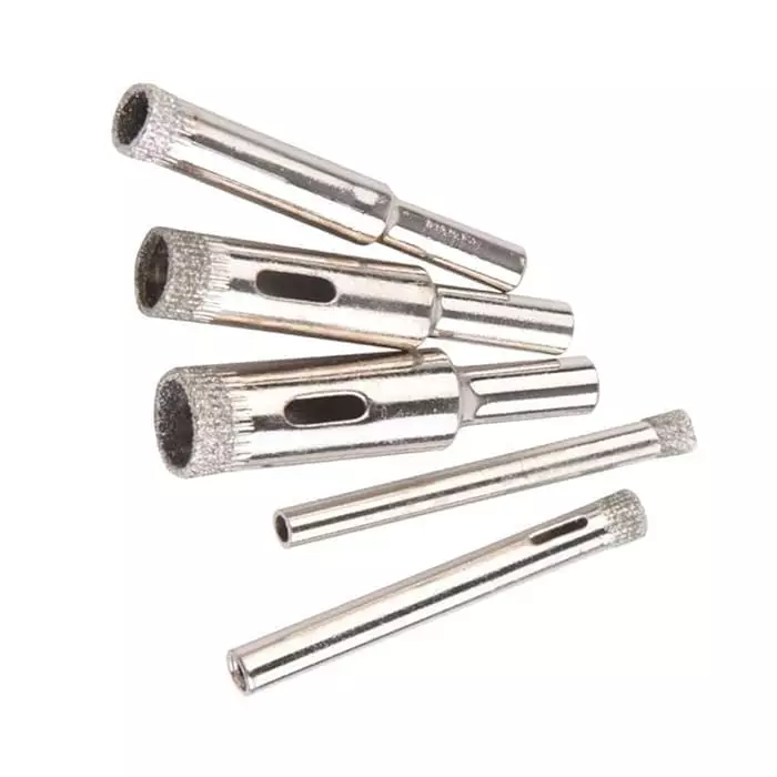 DY TOOLS Glass Drill Bit Set Carbon Steel & Diamond Straight Flute Straight Shank (Pack of 5)