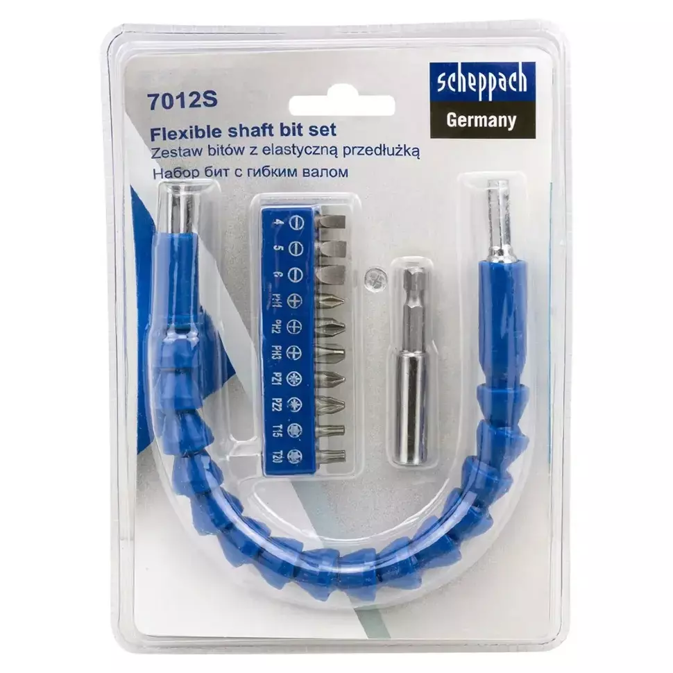 Scheppach 12 Pcs Bit Set with Flexible Shaft PH, PZ, SL, Torx Alloy Steel, Sch-7012S
