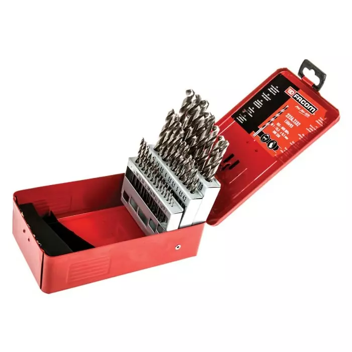 Facom 32-Piece Twist Drill Bit Set for Metal, 10.5mm Max, 1mm Min, HSS Bits, 222A.TJ32