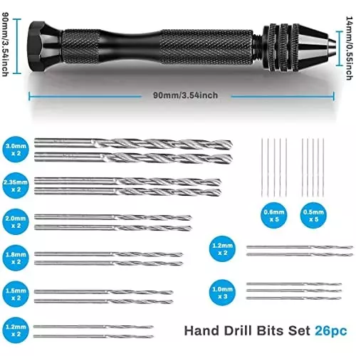 DY TOOLS Twist Drill Bit Set Aluminium & High Speed Steel Spiral Flute Round Shank 135° Angle 1-13 mm Size (Pack of 25)