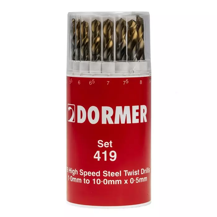 DORMER PRAMET Twist Drill Bit Set 19-Piece for Multi- material 10 mm max 1 Min HSS-TiN Bits, A096419