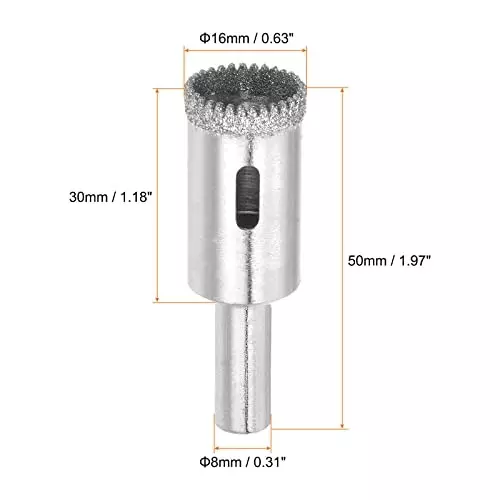 DY TOOLS Serrated Hollow Core Diamond Drill Bit Set Diamond 16 mm Size (Pack of 2)