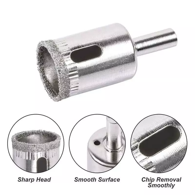 DY TOOLS Diamond Hole Saw Drill Bit Set Carbide & Glass Straight Shank 3-45 mm (Pack of 16)