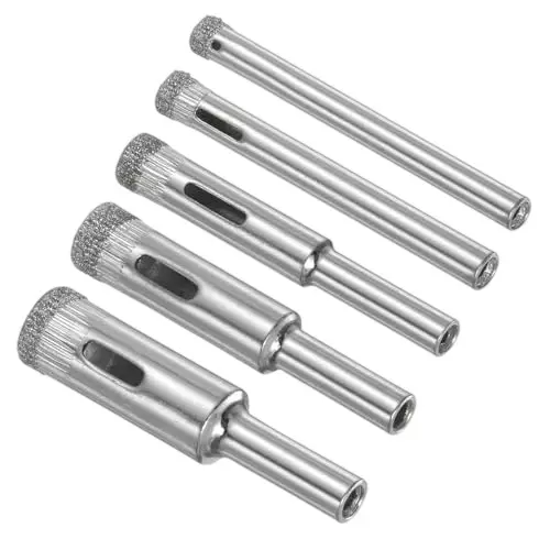 GENERIC Diamond Drill Bits Set Carbon Steel Straight Type 5, 6, 8, 10 & 12 mm (Set of 5 Pcs)