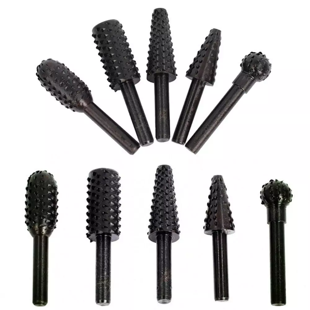 DY TOOLS Rotary Burr Drill Bit Set Carbon Steel Round Shank 6 mm (Pack of 10)