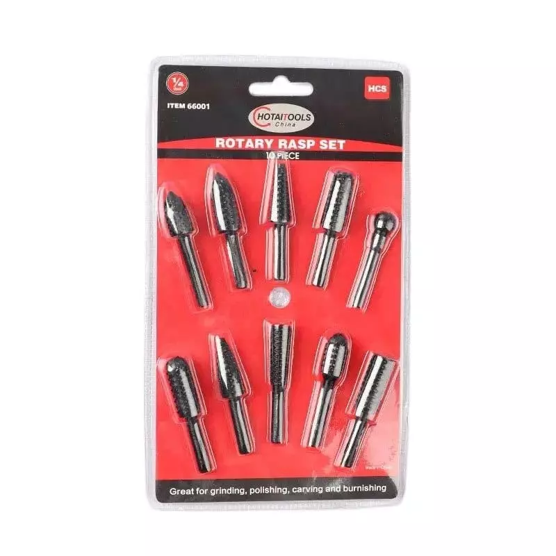 DY TOOLS Rotary Burr Drill Bit Set Carbon Steel Round Shank 6 mm (Pack of 10)