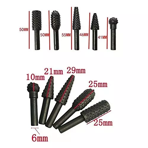 DY TOOLS Rotary Burr Drill Bit Set Carbon Steel Round Shank 6 mm (Pack of 10)