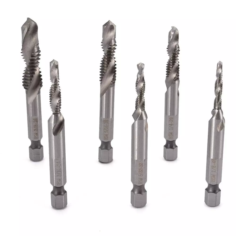 DY TOOLS SAE Drill Tap Combination Bit Set Hex Shank 6 mm (Pack of 6)