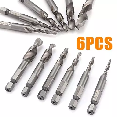 DY TOOLS SAE Drill Tap Combination Bit Set Hex Shank 6 mm (Pack of 6)