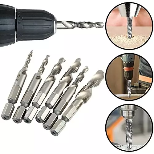 DY TOOLS SAE Drill Tap Combination Bit Set Hex Shank 6 mm (Pack of 6)