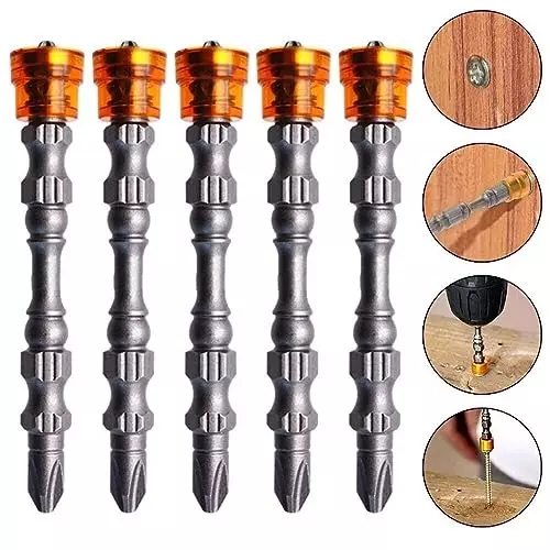 DY TOOLS PH2 Strong Magnetic Screwdriver Bit Set Chrome Vanadium Steel Straight Flute Straight Shank (Pack of 5)