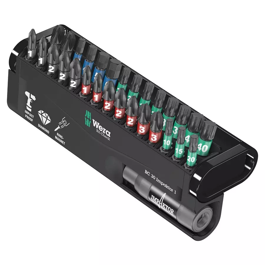 WERA BIT SET, 25MM, IMPAKTOR, 30PC, BC IMPAKTOR/30 BIT-CHECK