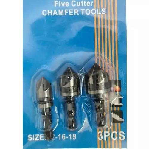 DY TOOLS Countersink Chamfer Drill Bit Set High Carbon Steel Hex Shank 6.35 mm (Pack of 3)