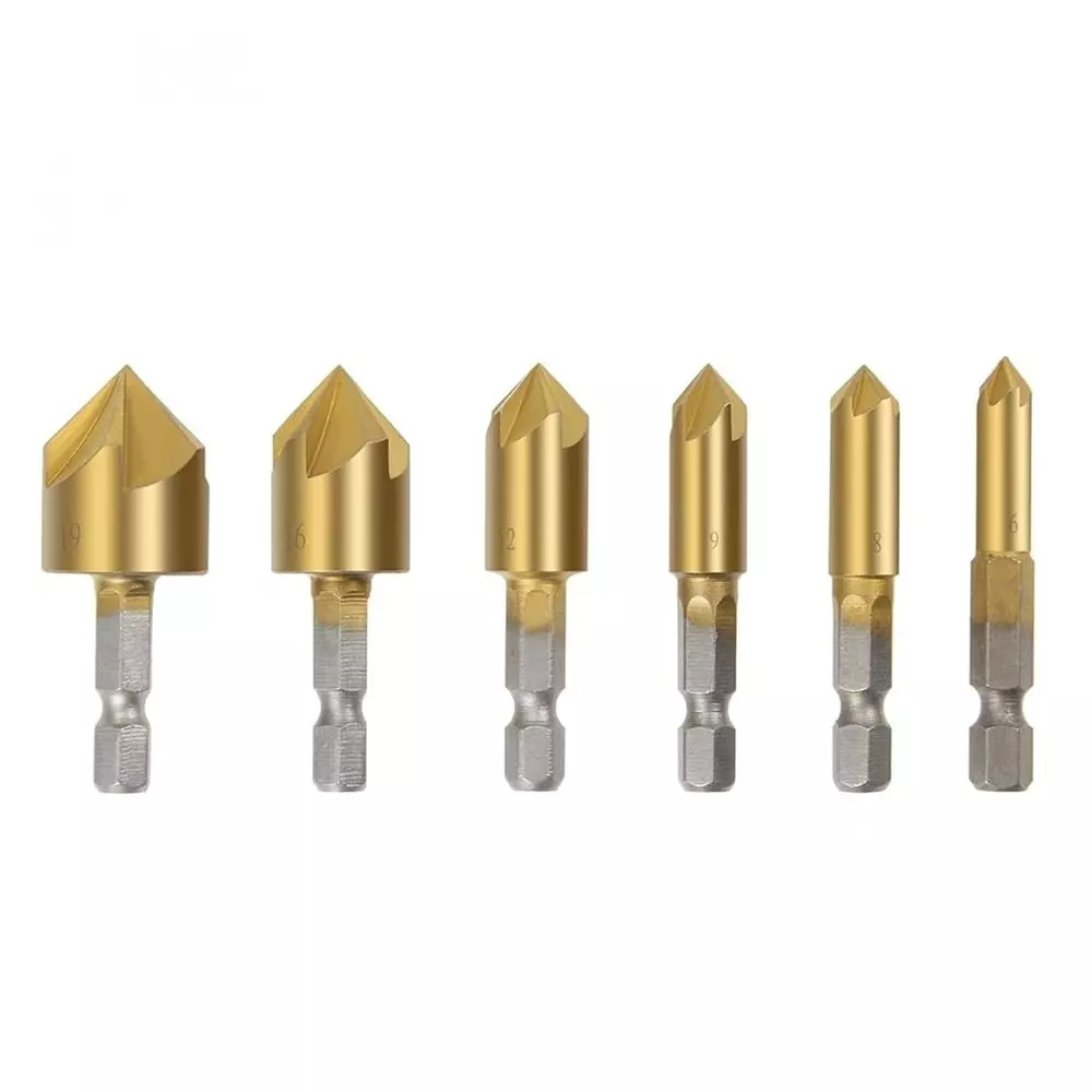 Jawsons Counter Shank Drill Bit Set High-Speed Steel 6-19 mm Chatter-Free 90° Angle Point (Set of 6 Pcs)