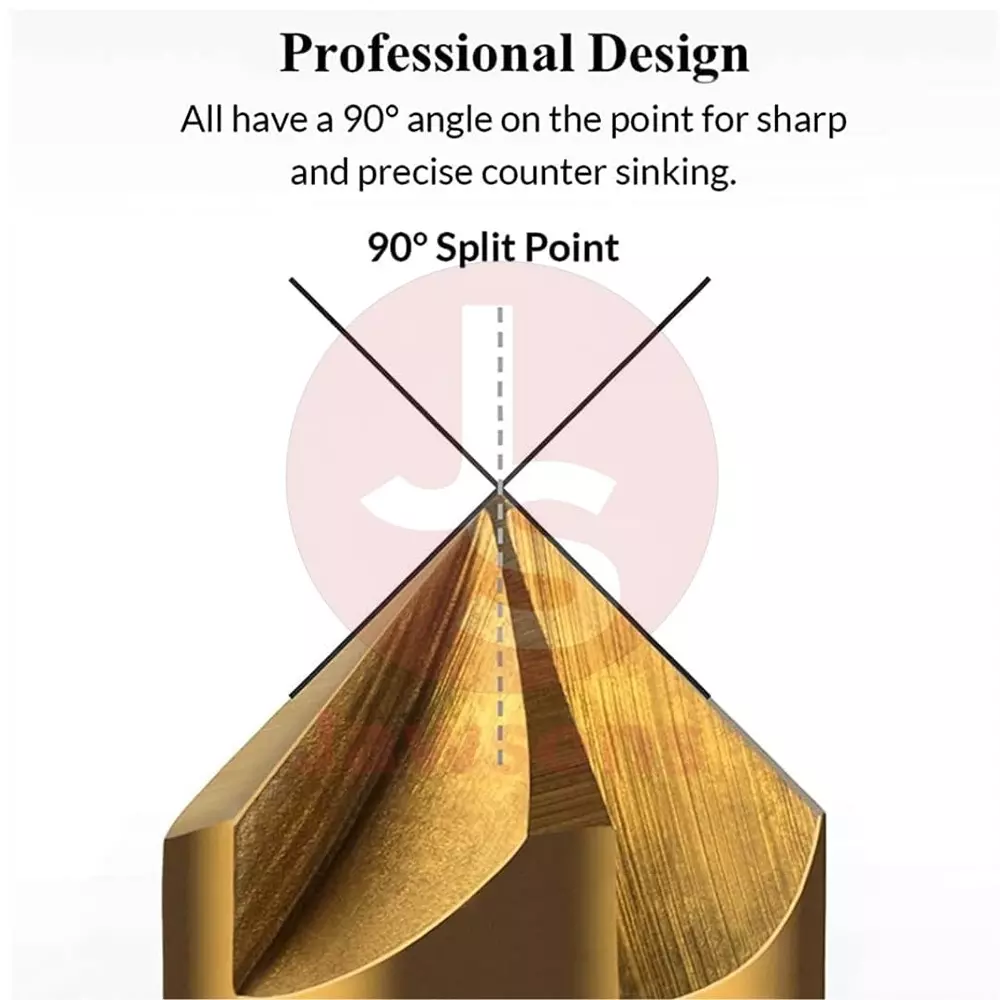 Jawsons Counter Shank Drill Bit Set High-Speed Steel 6-19 mm Chatter-Free 90° Angle Point (Set of 6 Pcs)