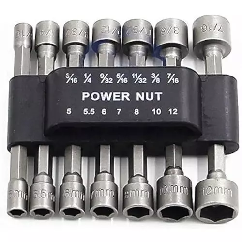 GENERIC Power Nut Driver Drill Bit Set 6.35 mm (1/4 Inch) Shank Diameter Chrome Vanadium Steel (14 Pcs Set)