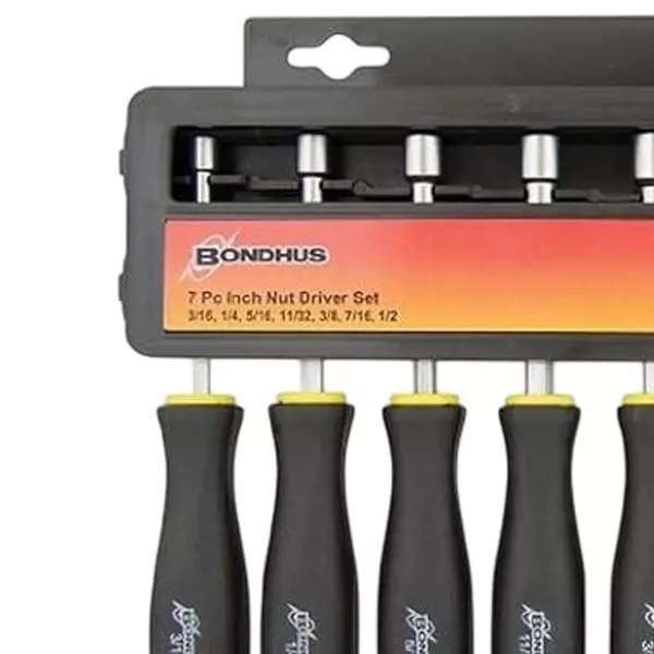 Bondhus Hollow Shaft Nut Drivers Hollow Shaft High Strength Chrome Plated 3/16 to 1/2 inch Size, 48445 (Set of 7)