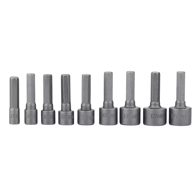 Veltrix 9 Pcs Hex Nut Driver Set 5-13 mm Socket Screwdriver Bits for Electric Drills and Impact Drivers