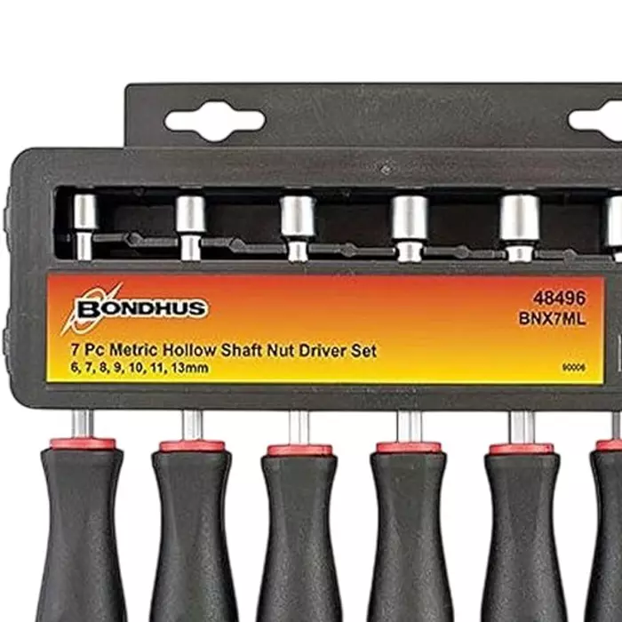 Bondhus Hollow Shaft Nut Drivers Hollow Shaft High Strength Chrome Plated 6 to 13 mm Size, 48496 (Set of 7)