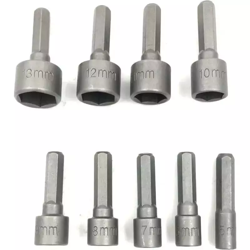 GENERIC Nut Driver Drill Bit Set 5-1 3mm CRV Steel 6.35 mm (1/4 Inch) Hex Shank (9 Pcs Set)