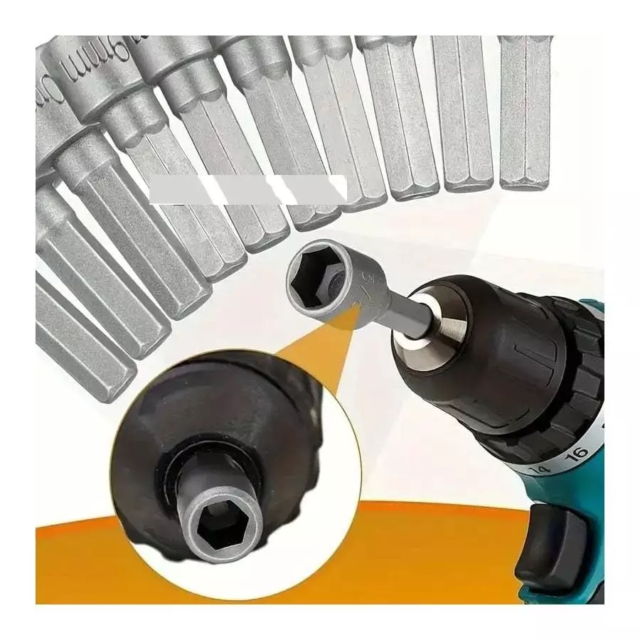 generic-nut-driver-drill-bit-set-5-1-3mm-crv-steel-635-mm-14-inch-hex-shank-9-pcs-set