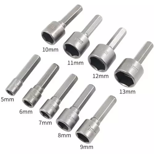 generic-nut-driver-drill-bit-set-5-1-3mm-crv-steel-635-mm-14-inch-hex-shank-9-pcs-set