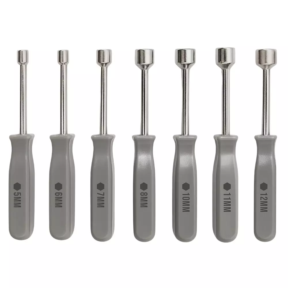 Veltrix 7 Pcs Hex Nut Driver Set Deep Socket Wrench Tools (5 -12 mm) with Comfort Grip Handle for Repairs and Assembly