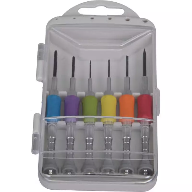 TRUSCO Precision Screwdriver (+)00, 0, (-)1.0, 1.2, 1.8, 2.4 mm, TCSDA-6S