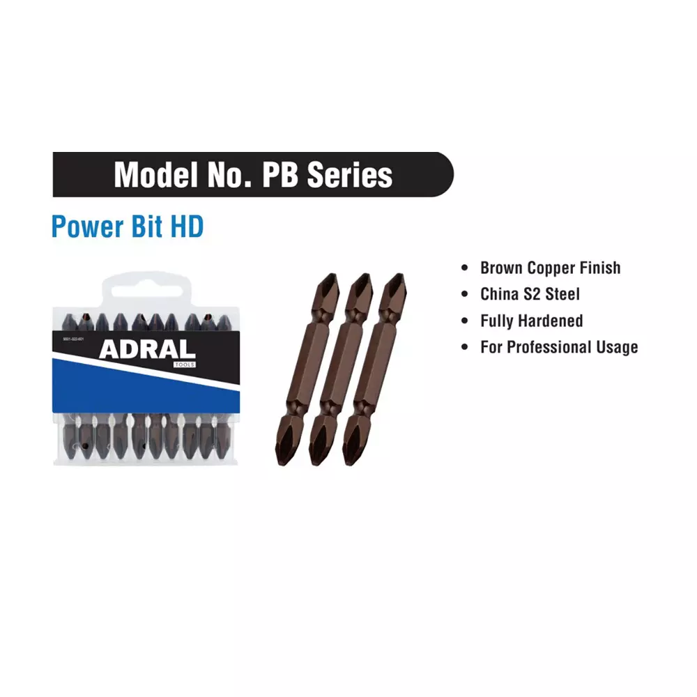 ADRAL Power Bit HD 100 mm Steel Copper Finish Brown for Industrial Use, PB100 (Pack of 20 Pcs)