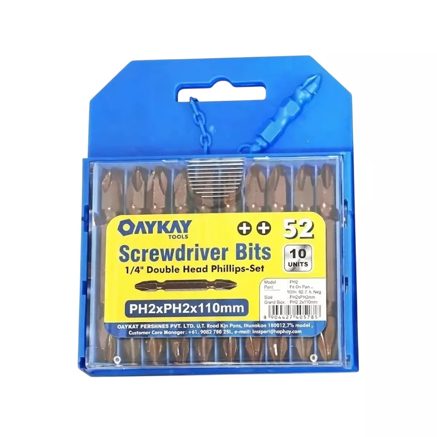 OAYKAY 10 Pcs Each Screwdriver Bit Set Double Head Phillips 1/4 inch (6.35 mm) Drive and PH2 x PH2 x 110 mm + + Size, 3197.32 (Pack of 10)