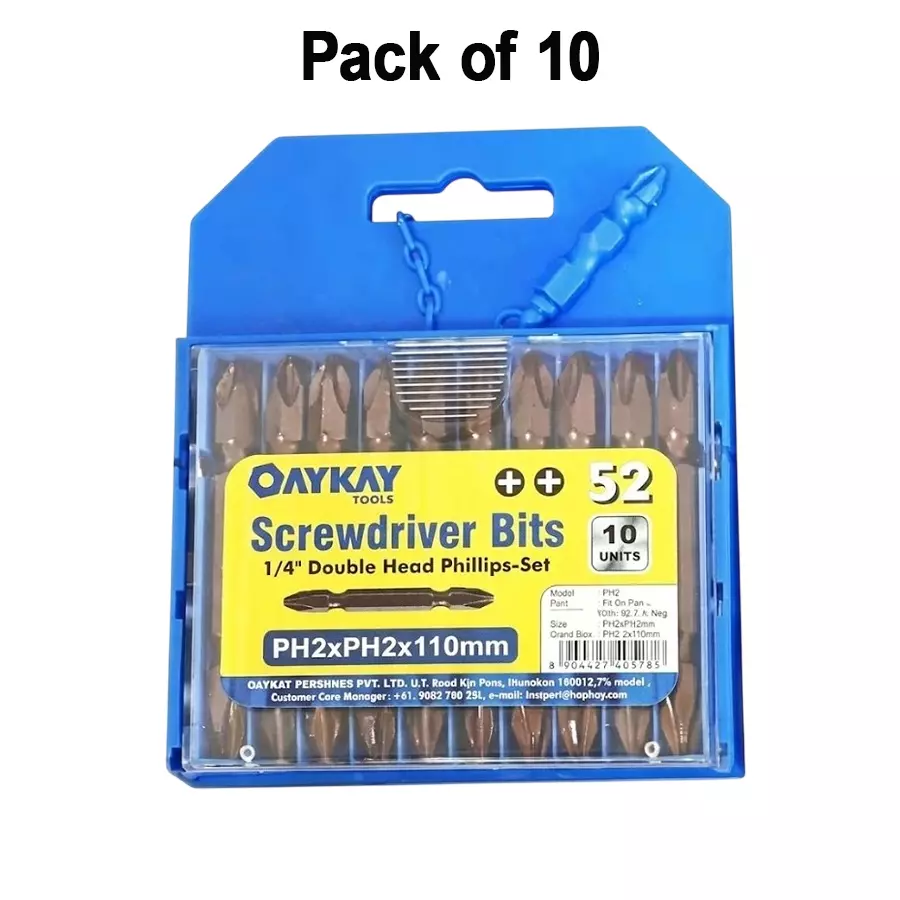 oaykay-10-pcs-each-screwdriver-bit-set-double-head-phillips-14-inch-635-mm-drive-and-ph2-x-ph2-x-110-mm--size-319732-pack-of-10