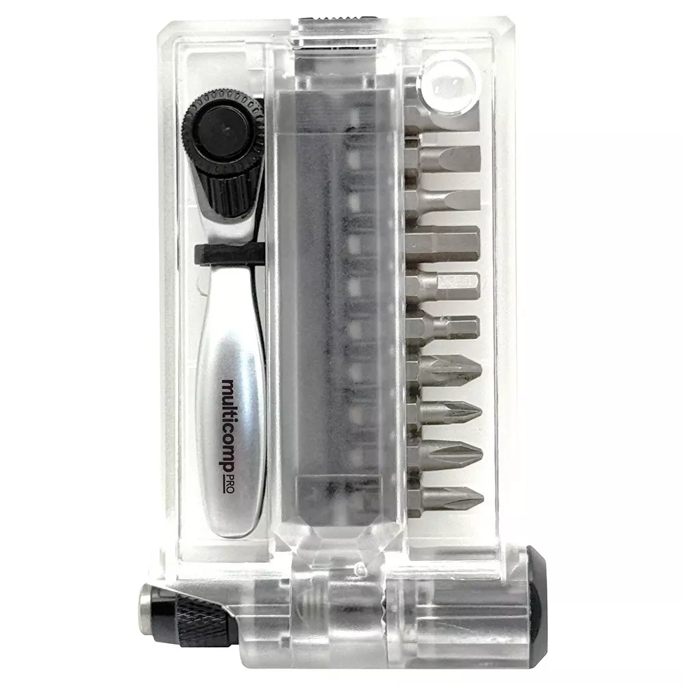 MULTICOMP PRO Ratchet Quick Bit Set 12 Pieces of Handle, 50 mm Chuck Holder, 10x Bits Kit Contents, MP015838
