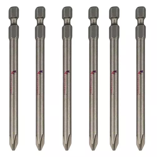 Malfah Enterprises PH2 Screwdriver Head Drill Bits 10 cm Length Alloy Steel Silver for Woodworking & Electronics Use, PH2X90 (Pack of 6 Pcs)