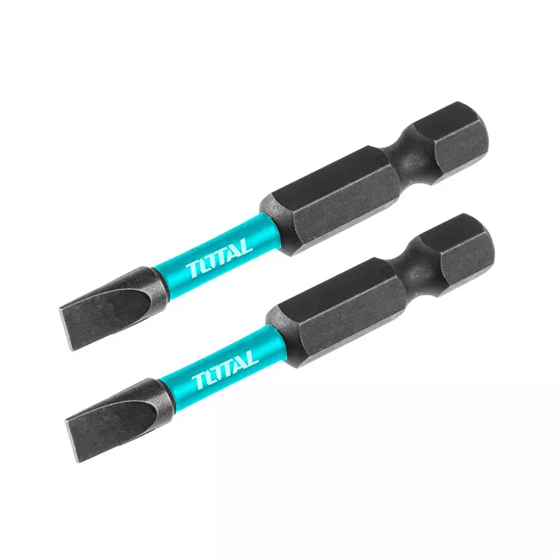 Total Impact Screwdriver Bits SL4 × 0.5 mm & 50 mm S2 Industrial Steel, TACIM71SL450 (Set of 2 Pcs)