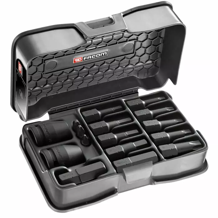 Facom Sockets and Bits 16 Pieces, Hexagon, Phillips, Torx, NHX.14BPF