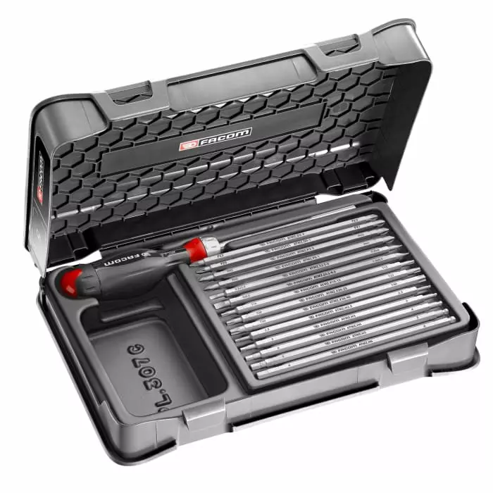 Facom Screwdriver Bit Set 16 Pieces, Hexagon, Phillips, Pozidriv, Slotted, Torx, ATCL.2A15